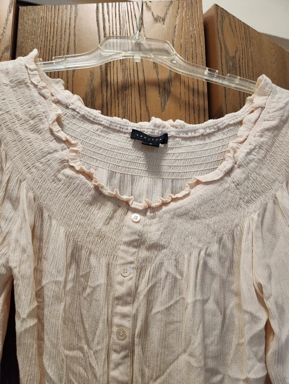 Sanctuary Off Shoulder Ruffled Button-Front Peasant Top - Picture 6 of 9